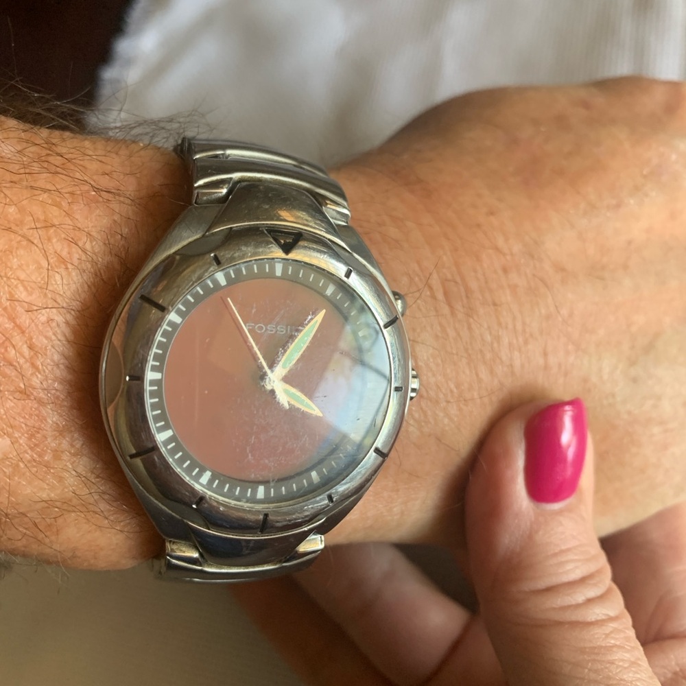 Vintage Fossil Blue AM 3535 Stainless Steel Men’s Watch with Color Changing Face - Picture 2 of 9